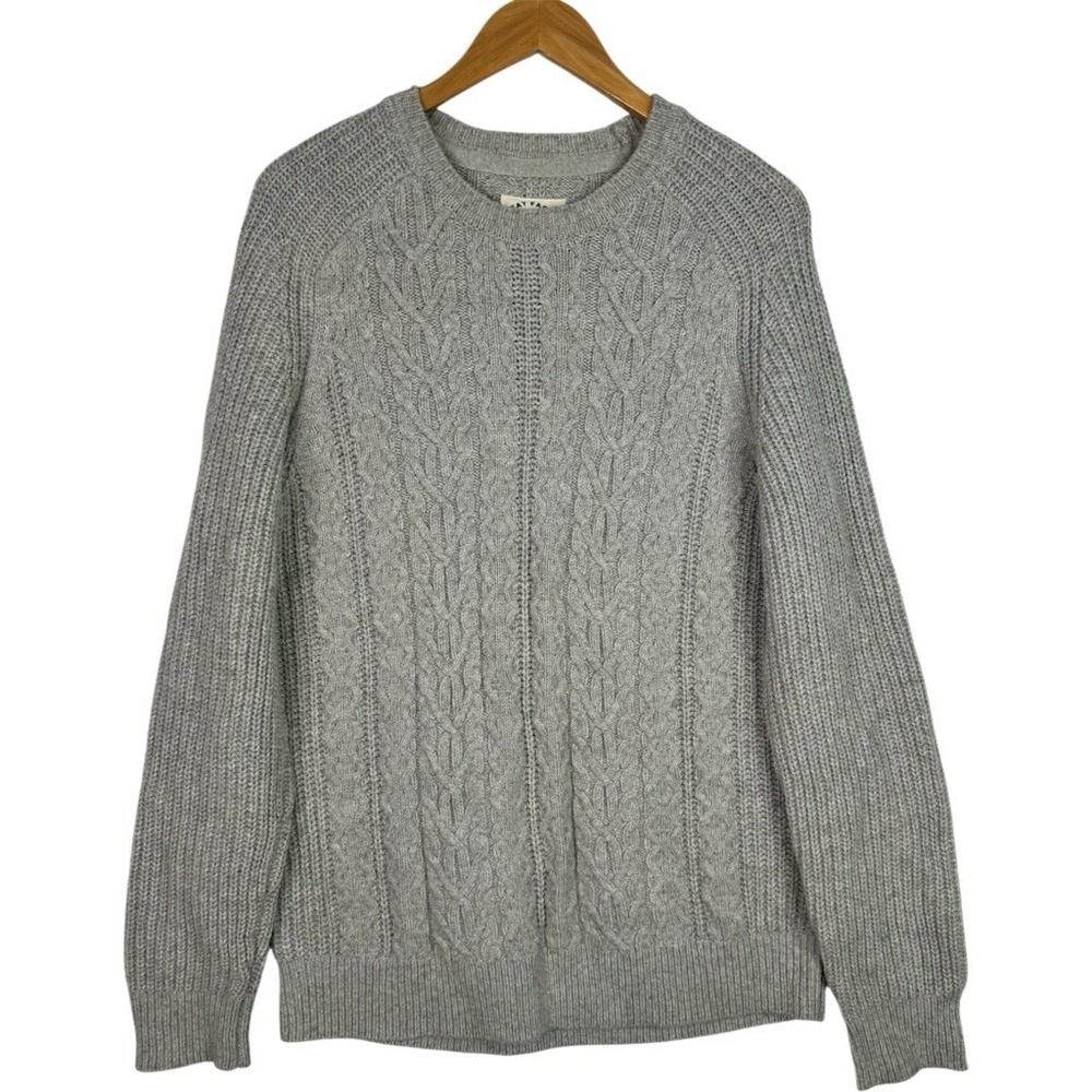 FatFace Cable Knit Wool Blend Sweater Womens M Gray Chunky Crewneck UK